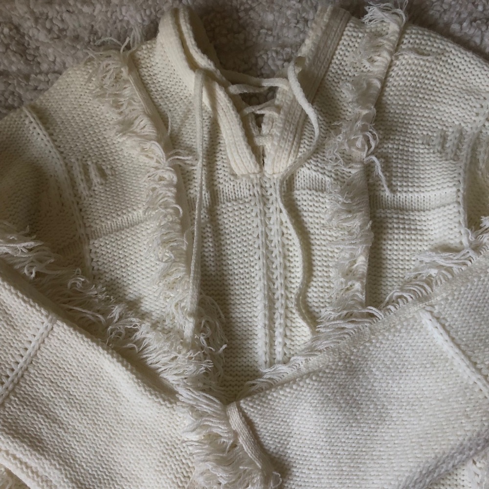 frayed knit sweater